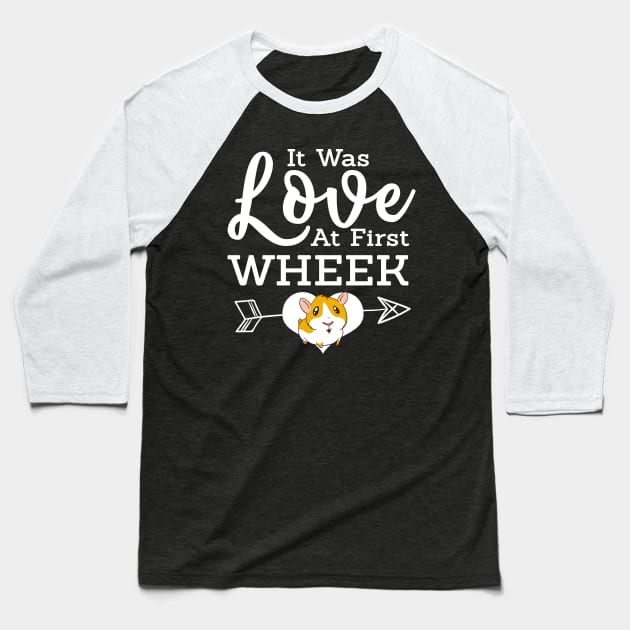 Love At First Wheak Guinea Pig Cavy Roddent Baseball T-Shirt by TheTeeBee